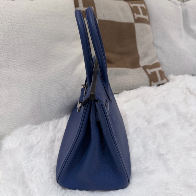 Hermes/ Birkin 30/ 經典電光藍銀扣/ 匡O-3