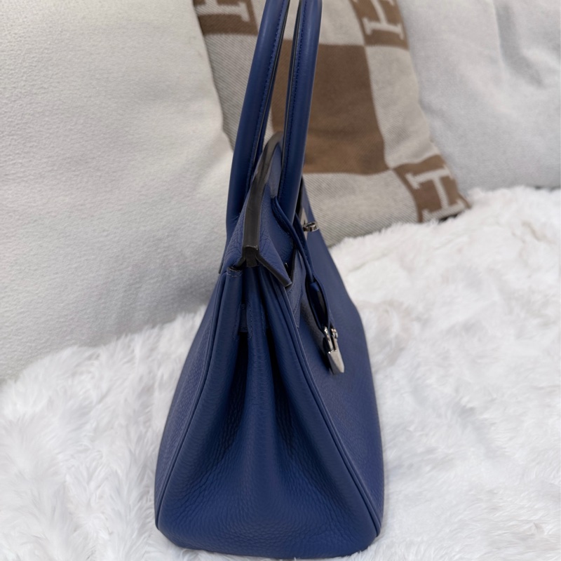 Hermes/ Birkin 30/ 經典電光藍銀扣/ 匡O-4