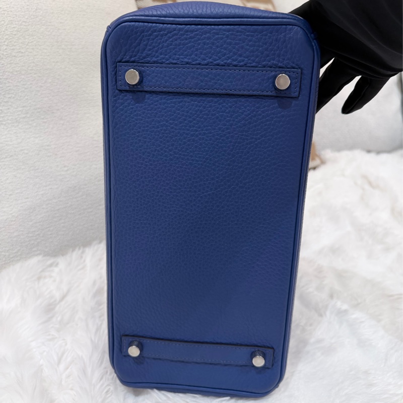 Hermes/ Birkin 30/ 經典電光藍銀扣/ 匡O-5