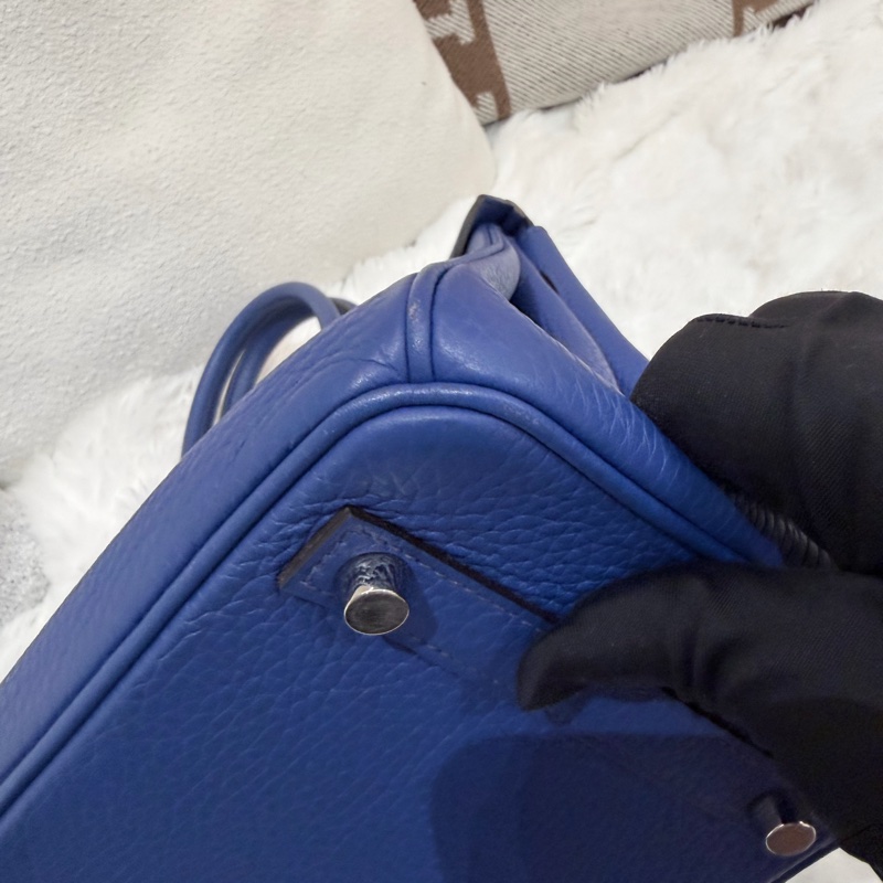 Hermes/ Birkin 30/ 經典電光藍銀扣/ 匡O-8