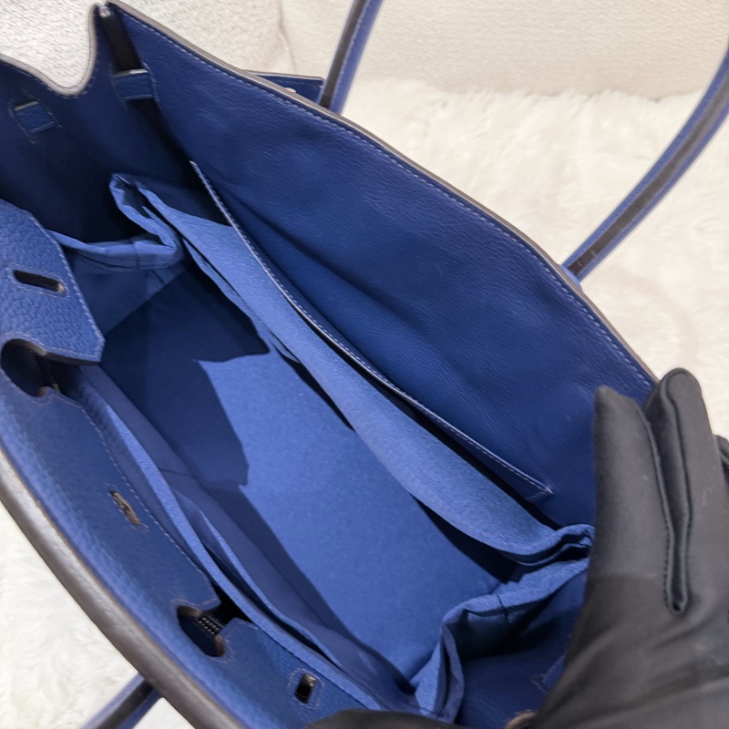 Hermes/ Birkin 30/ 經典電光藍銀扣/ 匡O-14