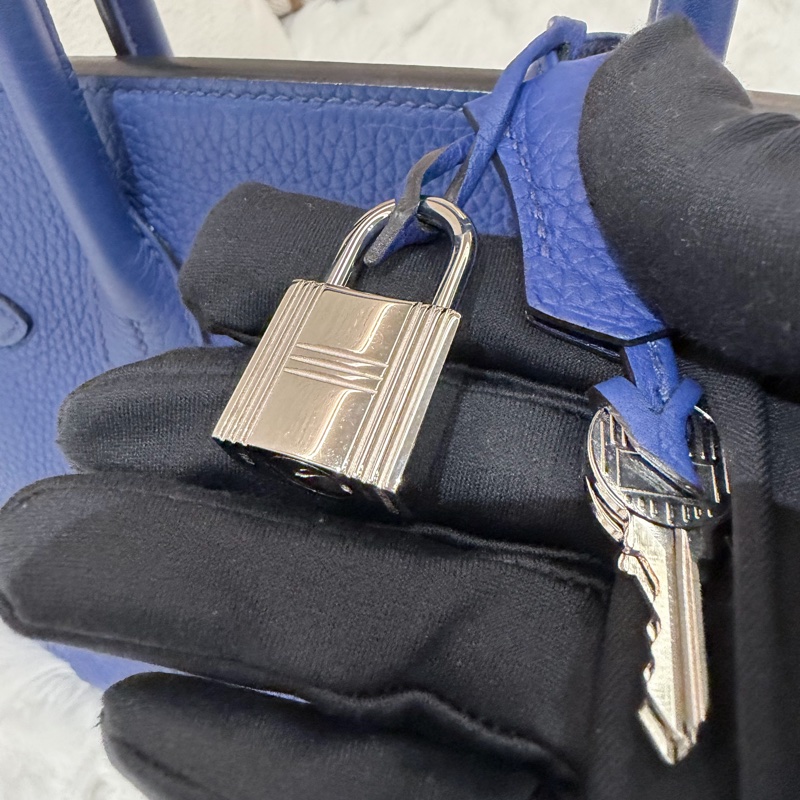 Hermes/ Birkin 30/ 經典電光藍銀扣/ 匡O-18