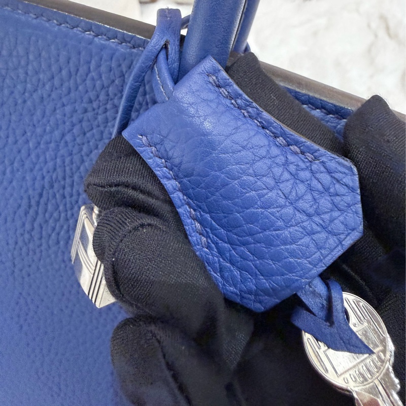 Hermes/ Birkin 30/ 經典電光藍銀扣/ 匡O-19