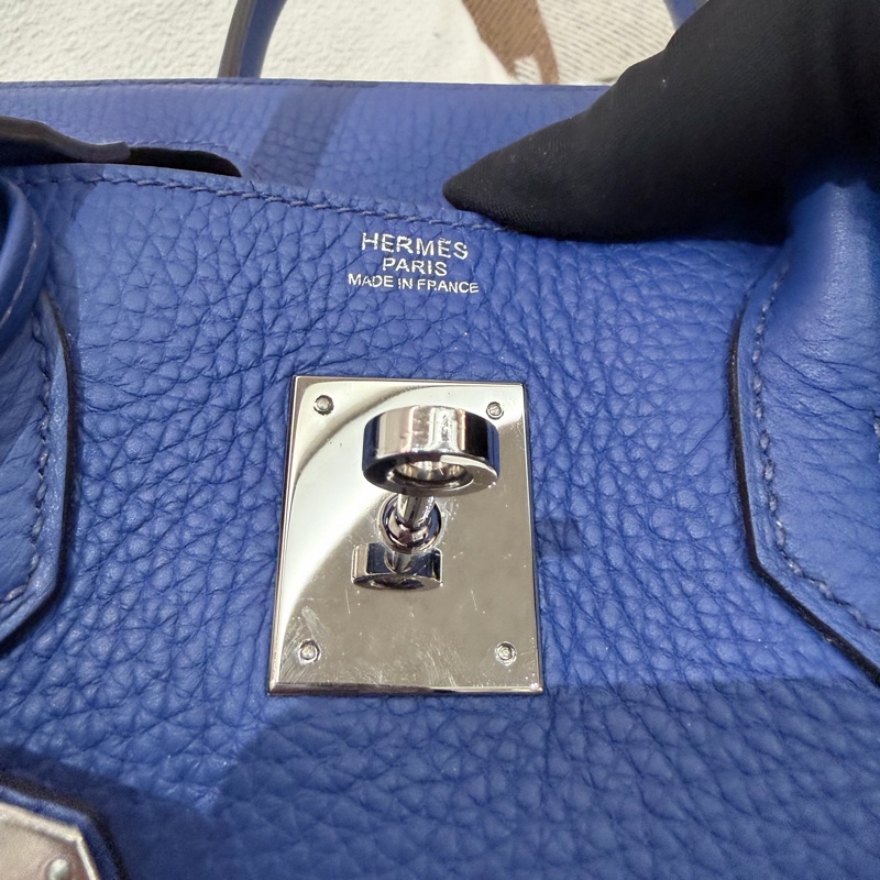 Hermes/ Birkin 30/ 經典電光藍銀扣/ 匡O-22