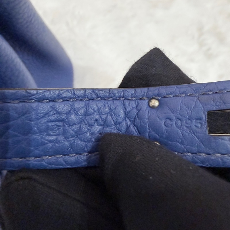 Hermes/ Birkin 30/ 經典電光藍銀扣/ 匡O-25