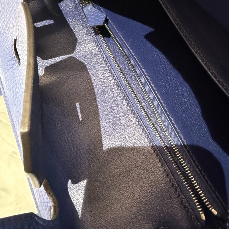 Hermes/ Birkin 30/ 經典電光藍銀扣/ 匡O-35