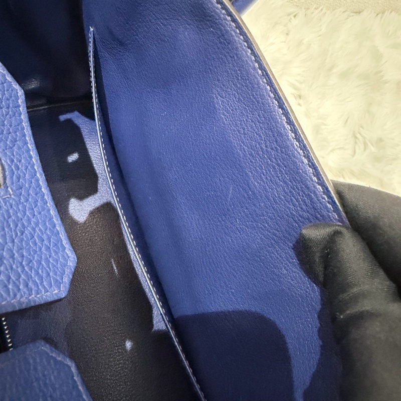 Hermes/ Birkin 30/ 經典電光藍銀扣/ 匡O-36