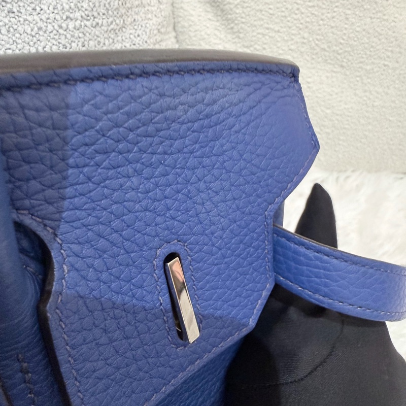 Hermes/ Birkin 30/ 經典電光藍銀扣/ 匡O-42