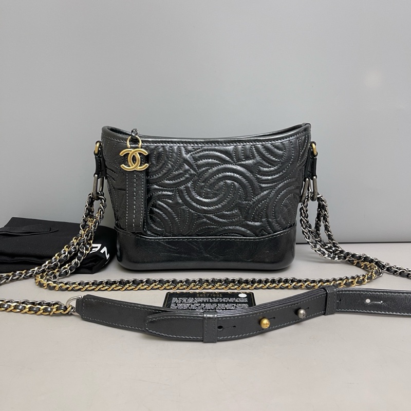 Chanel香奈兒 浮雕雙C全皮小號流浪包,98新 成色很好-0