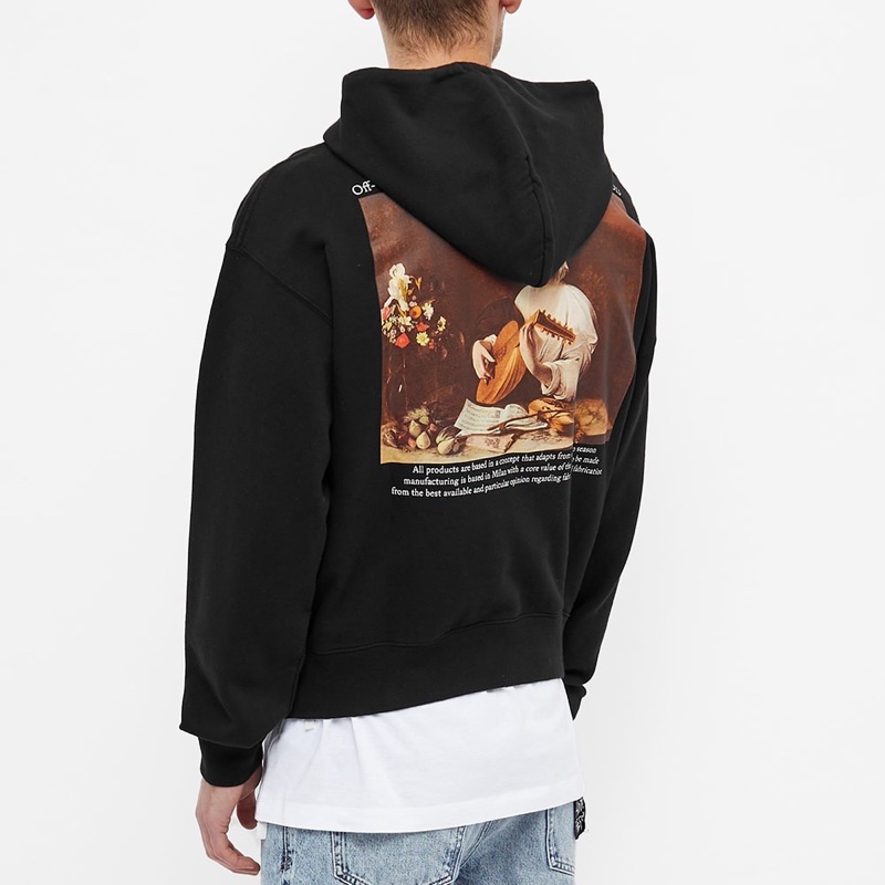 Off-White 男士 Caravaggio 圖畫印花連帽衛衣S M L XL碼-1