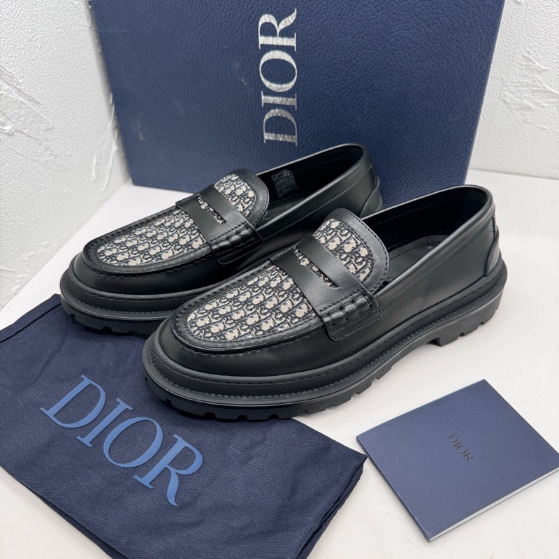 全新閒置Dior迪奧explorer loafer探險者黑色牛皮拼老花休閒皮鞋，尺碼40碼-0