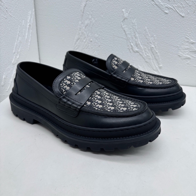 全新閒置Dior迪奧explorer loafer探險者黑色牛皮拼老花休閒皮鞋，尺碼40碼-2