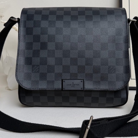Louis Vuitton 路易威登 黑色棋盤格 郵差包 單肩斜挎包