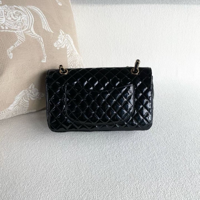 Chanel 黑金愛心鏈條CF中號 漆皮 25*15*6.5 9新 配件塵袋-1
