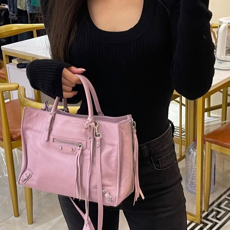 BALENCIAGA LECITYmini 手提肩背斜背機車包 22*17*9 9新 配件塵袋鏡子-2
