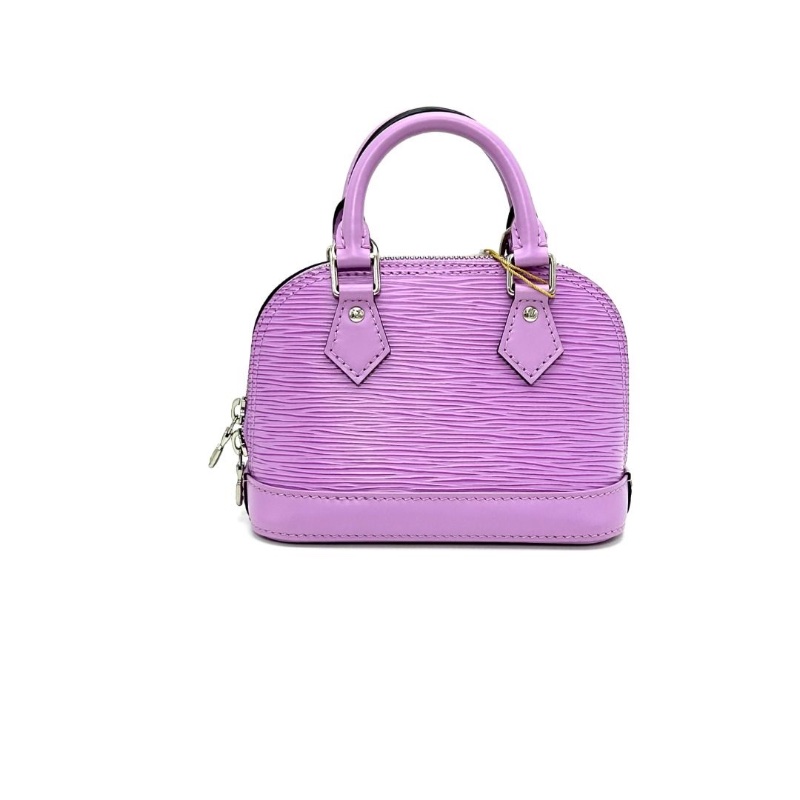 LV 紫色銀扣水波紋貝殼Almanano手提肩背斜背包 17*12*8 95新. 配件塵袋-2