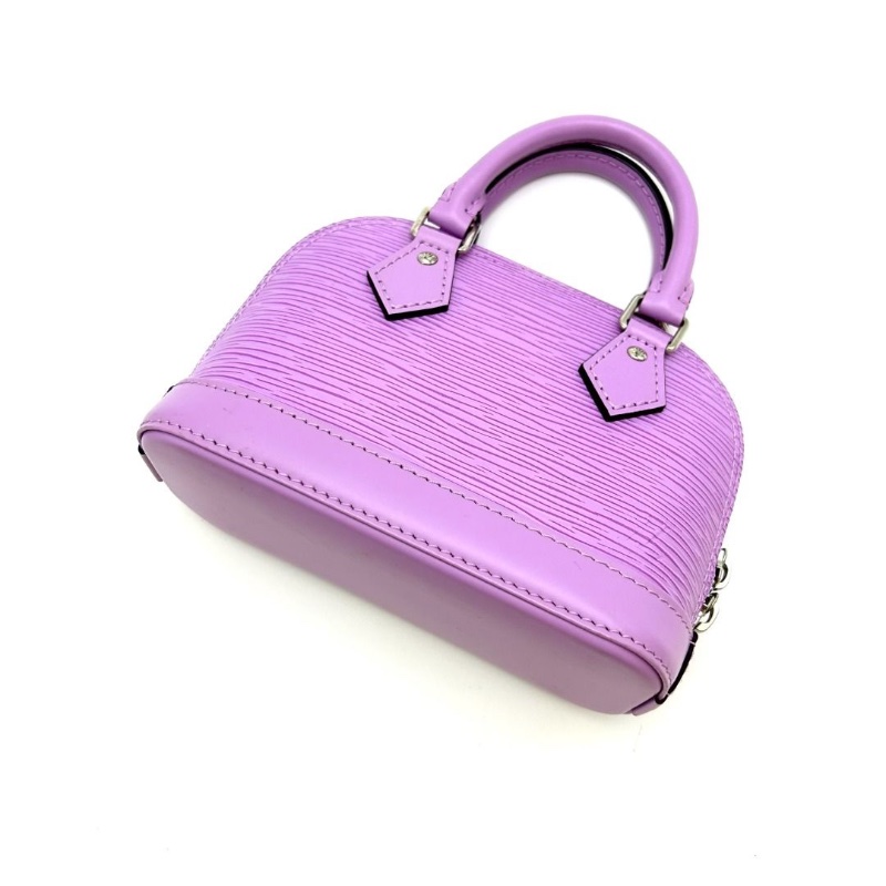 LV 紫色銀扣水波紋貝殼Almanano手提肩背斜背包 17*12*8 95新. 配件塵袋-3