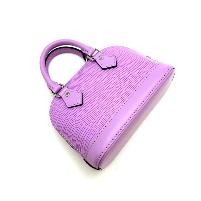 LV 紫色銀扣水波紋貝殼Almanano手提肩背斜背包 17*12*8 95新. 配件塵袋-4