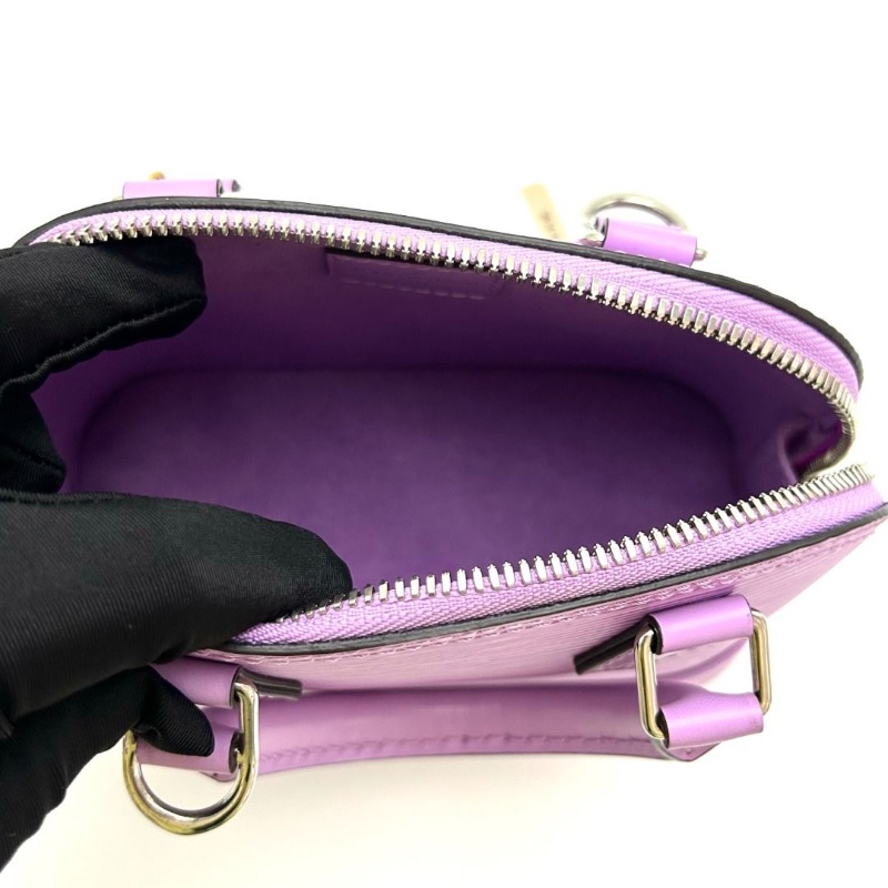 LV 紫色銀扣水波紋貝殼Almanano手提肩背斜背包 17*12*8 95新. 配件塵袋-5
