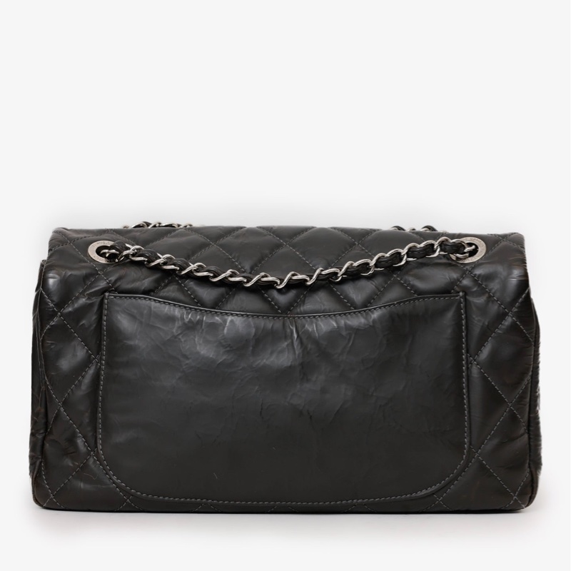 CHANEL Classic Flap Timeless CC 黑色亮面小牛皮銀鍊包-7