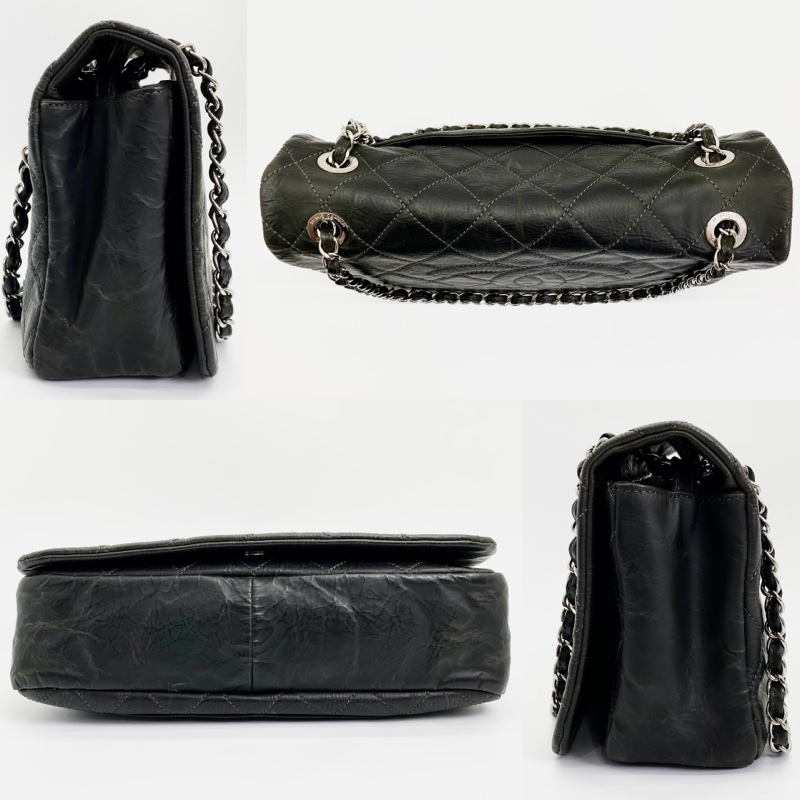 CHANEL Classic Flap Timeless CC 黑色亮面小牛皮銀鍊包-8