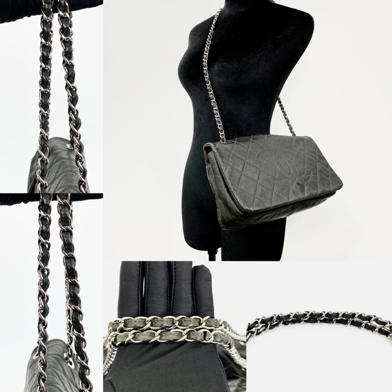 CHANEL Classic Flap Timeless CC 黑色亮面小牛皮銀鍊包-11