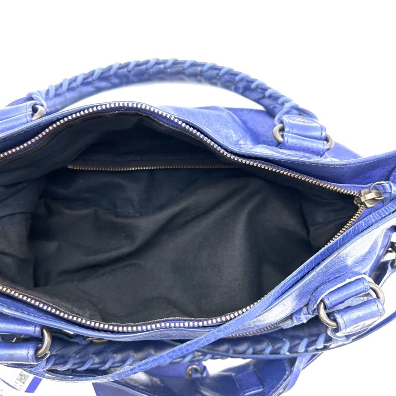 BALENCIAGA 藍色手提肩背機車包 33*19*5 9新 配件鏡子塵袋-4