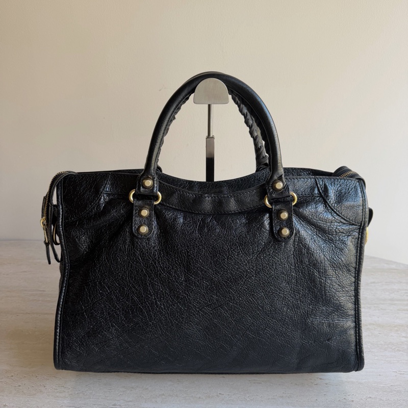 Balenciaga巴黎世家City中號黑金機車包 底長38cm-1