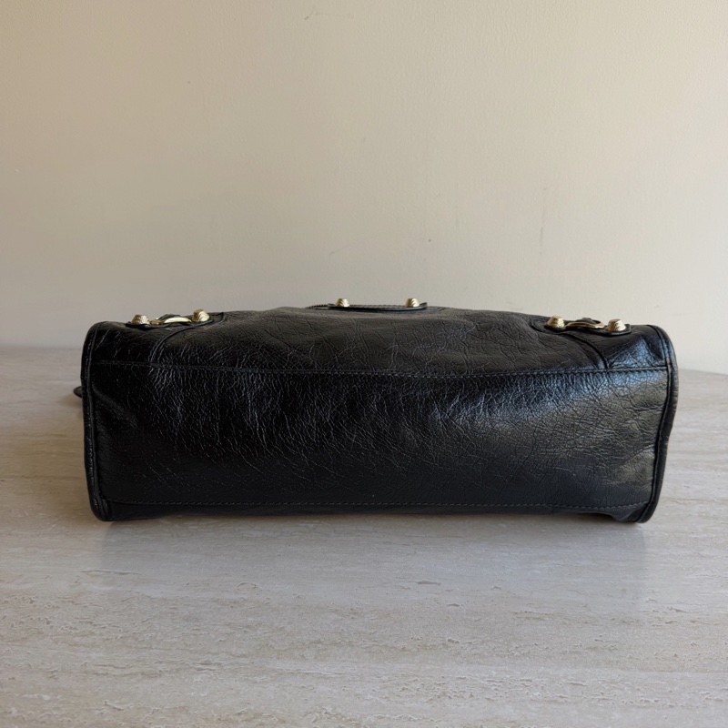 Balenciaga巴黎世家City中號黑金機車包 底長38cm-5