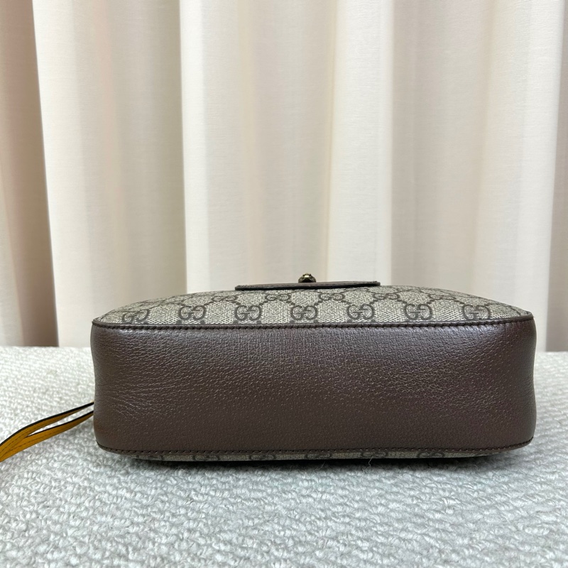 Gucci古馳虎頭相機包 GG老花帆布拼皮 金色五金 肩帶紅綠-4