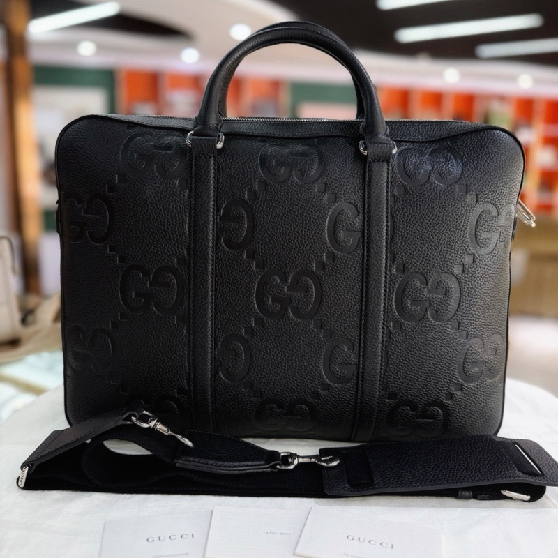 99新古馳/Gucci  黑色超級雙G皮革 男士公文包 電腦包-0