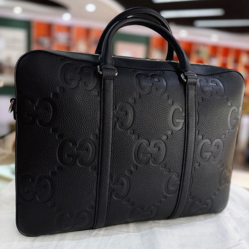 99新古馳/Gucci  黑色超級雙G皮革 男士公文包 電腦包-2