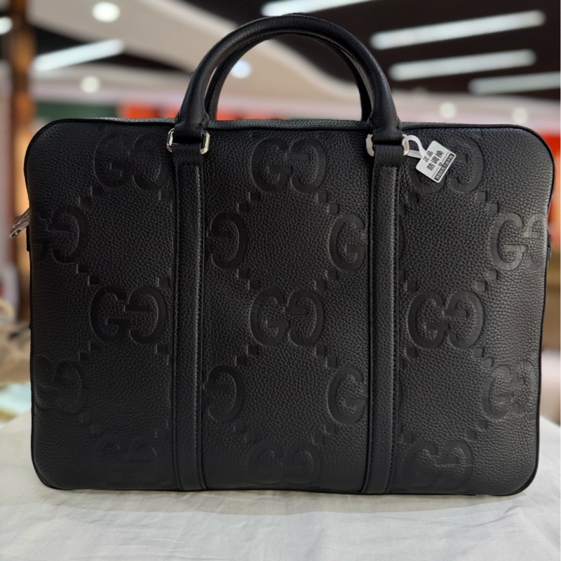 99新古馳/Gucci  黑色超級雙G皮革 男士公文包 電腦包-3