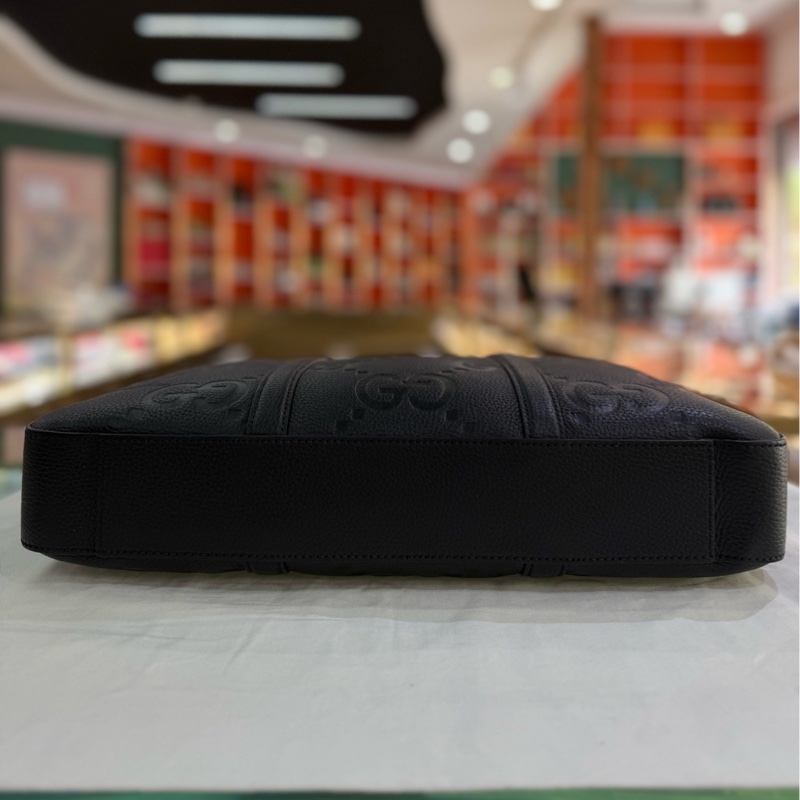 99新古馳/Gucci  黑色超級雙G皮革 男士公文包 電腦包-4