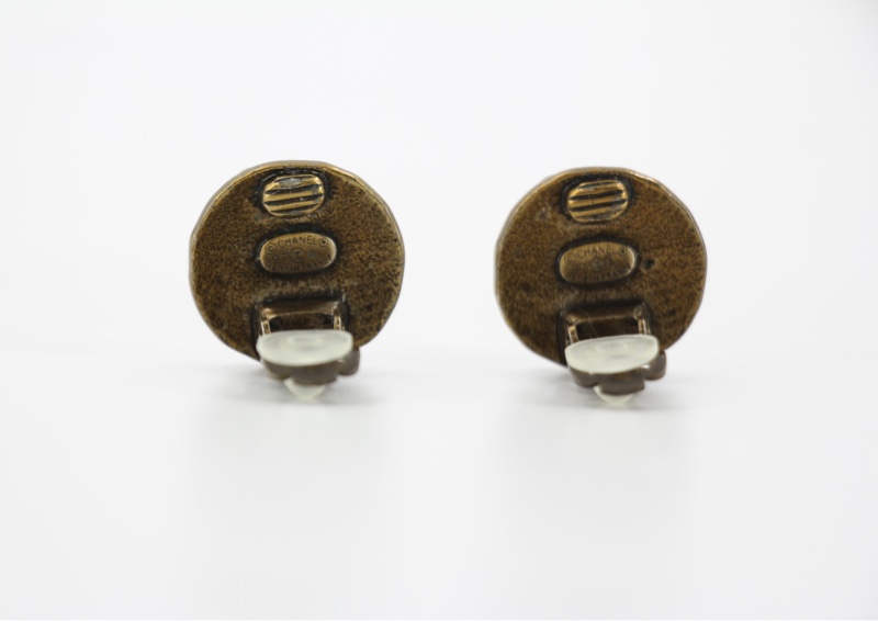 Chanel Vintage 97A 金屬古銅色圓形耳環-5