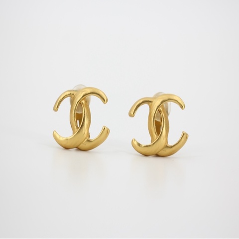 Chanel Vintage 00T 鍍金啞金色經典CC耳環