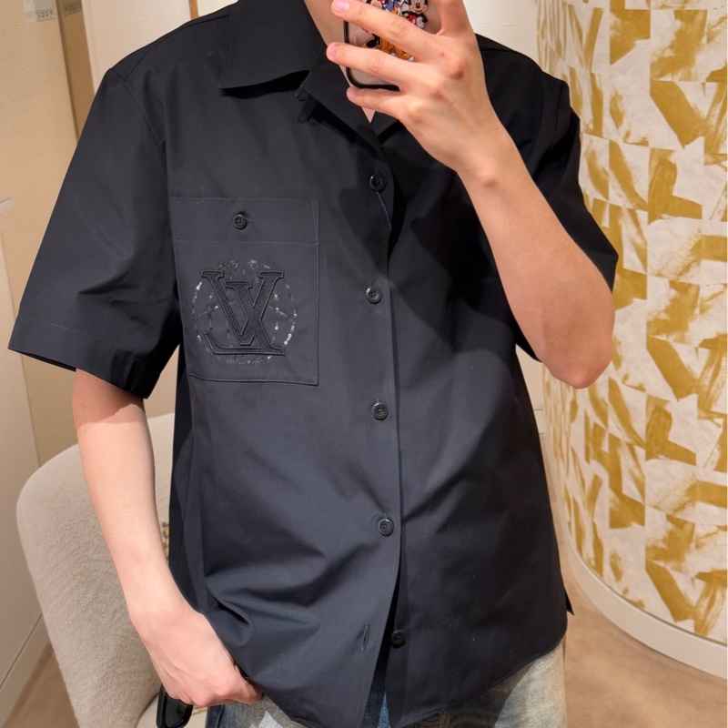 LV Louis Vuitton 25SS 刺繡短袖棉質襯衫-1