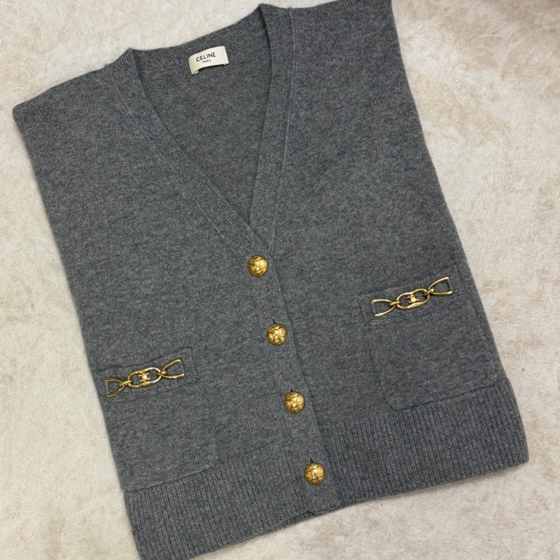 Celine 100% Cashmere 羊絨開襟外套 凱旋門logo-0