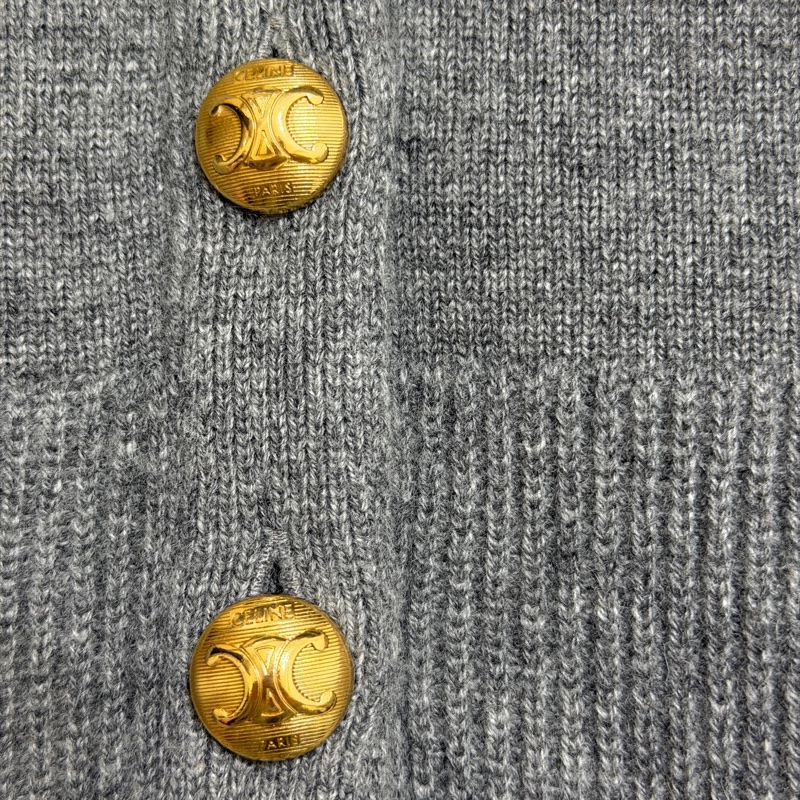 Celine 100% Cashmere 羊絨開襟外套 凱旋門logo-3