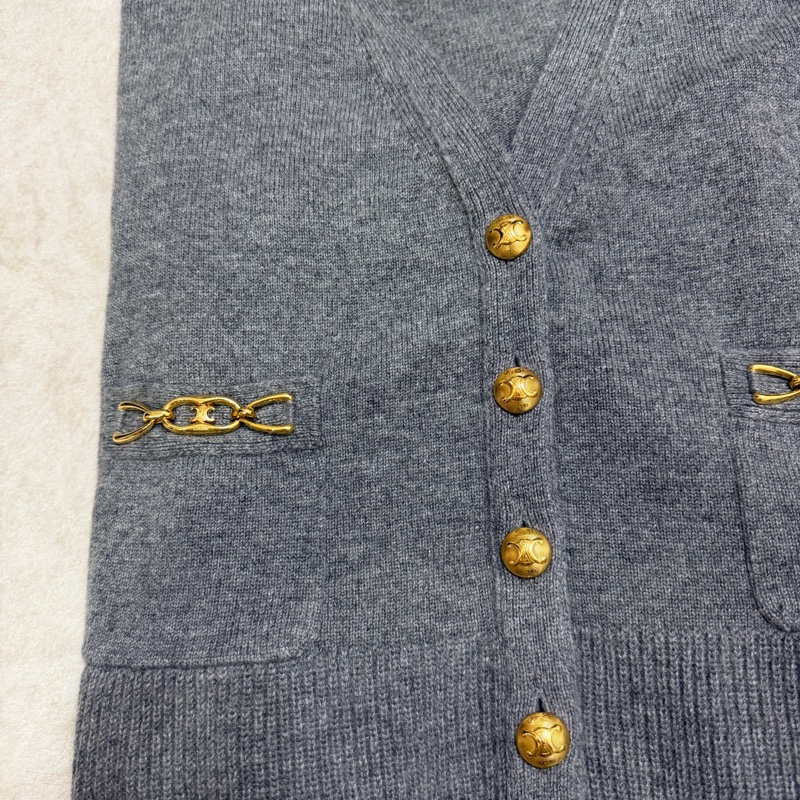 Celine 100% Cashmere 羊絨開襟外套 凱旋門logo-6