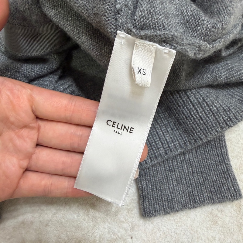 Celine 100% Cashmere 羊絨開襟外套 凱旋門logo-8