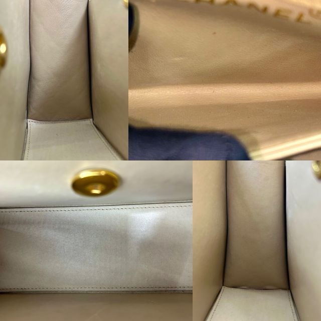 CHANEL Vintage 杏色菱格羊皮肩背包-9
