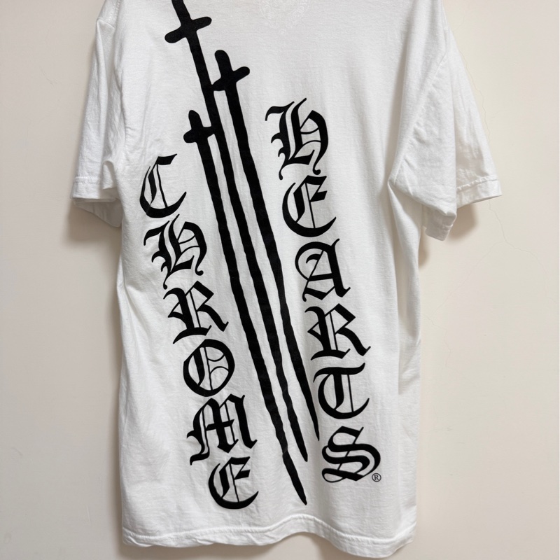 Chrome hearts 白色T恤 三重十字劍標誌口袋T恤-5