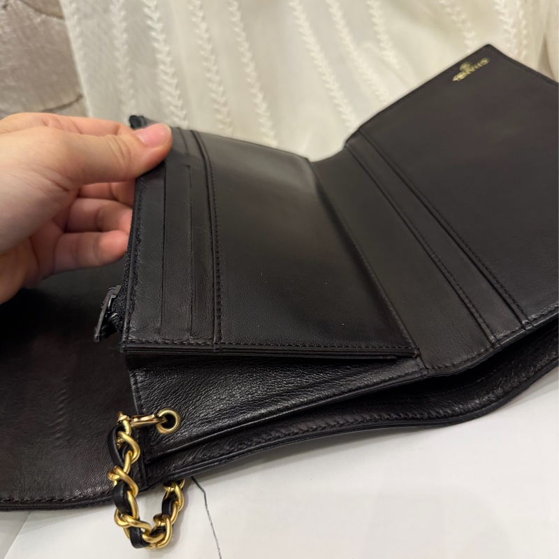 香奈兒 黑色 黑色皮革 黑色皮革 雙c  荔枝牛皮 經典款 長夾 錢包 金扣 手袋 側斜包 孭背包 長夾 單肩包 包包 鏈條錢包 chanel black caviar bag 肩背  手提包 側背包 斜挎包 斜背包 中古包 經典款-24
