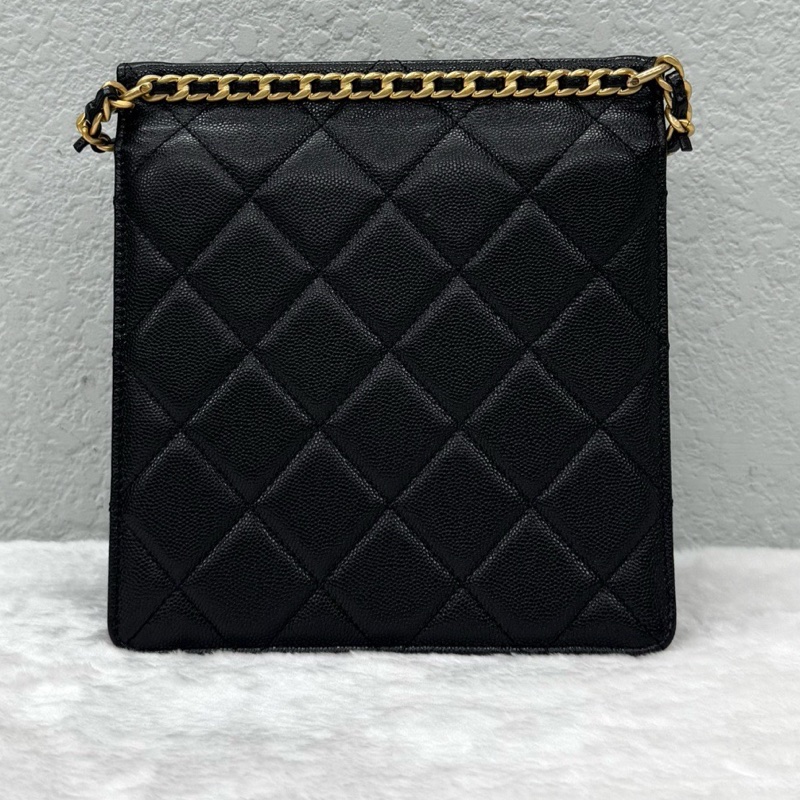 99新 Chanel 香奈兒 23A 黑金 菱格紋 斜挎包 芯片款 尺寸:20×21cm -1