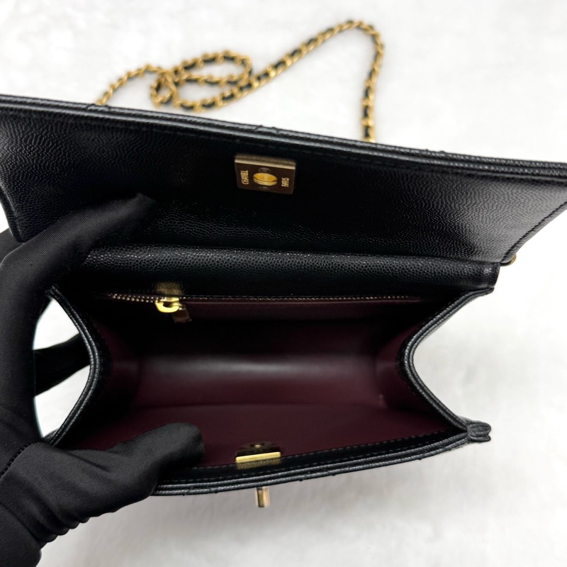 99新 Chanel 香奈兒 23A 黑金 菱格紋 斜挎包 芯片款 尺寸:20×21cm -6