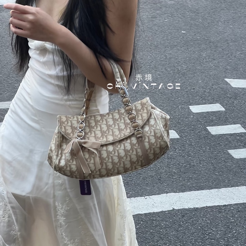Vintage 🎀Christian Dior 芭蕾粉蝴蝶結小元寶/🩰海盜爺john galliano時期Archive-4