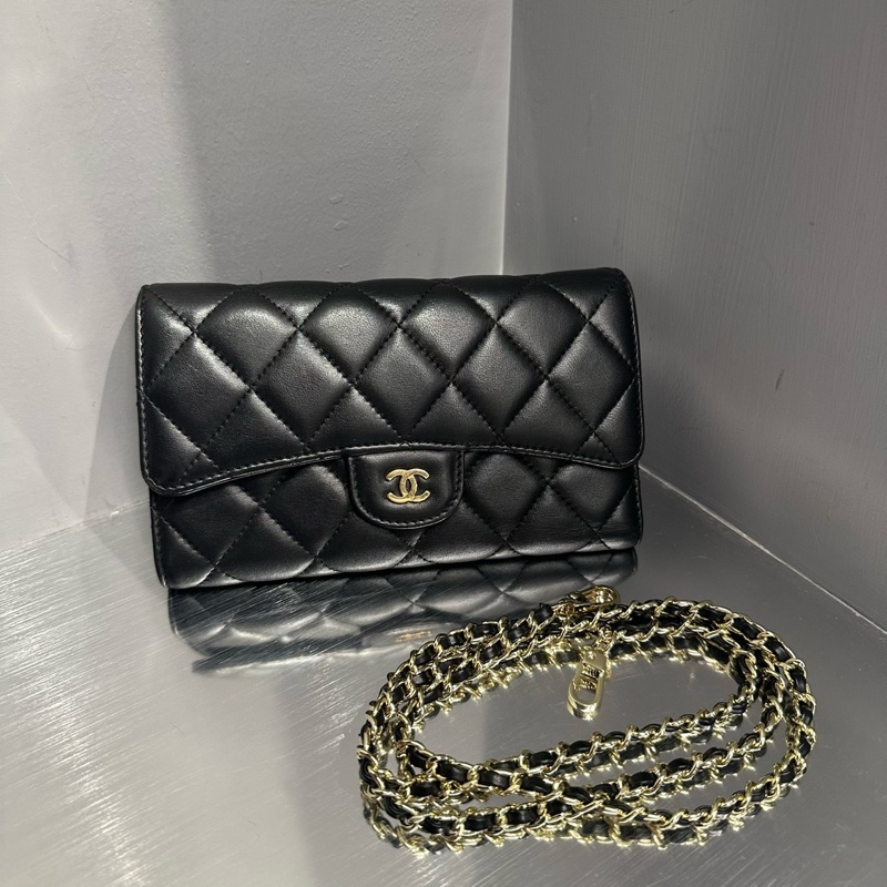 可肩背🌟Chanel 羊皮金扣CF長夾｜Classic Trend CT精品｜台北東區實體-0