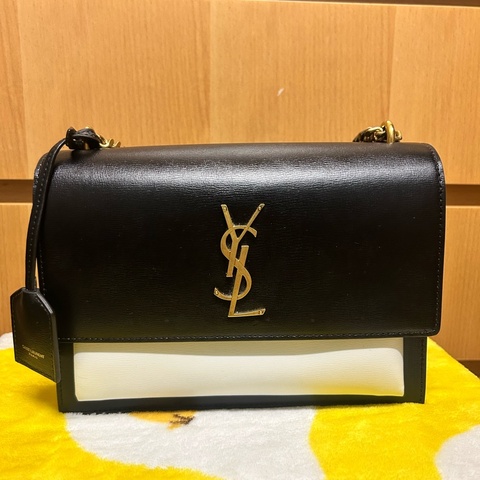YSL Saint Laurent Sunset 中號翻蓋包 罕有黑白色