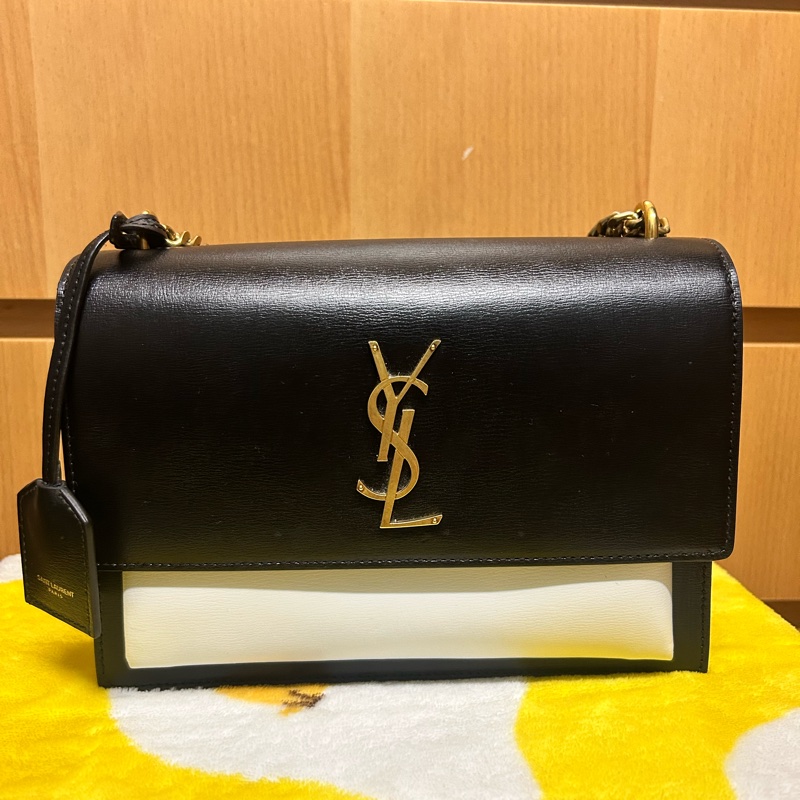 YSL Saint Laurent Sunset 中號翻蓋包 罕有黑白色-5